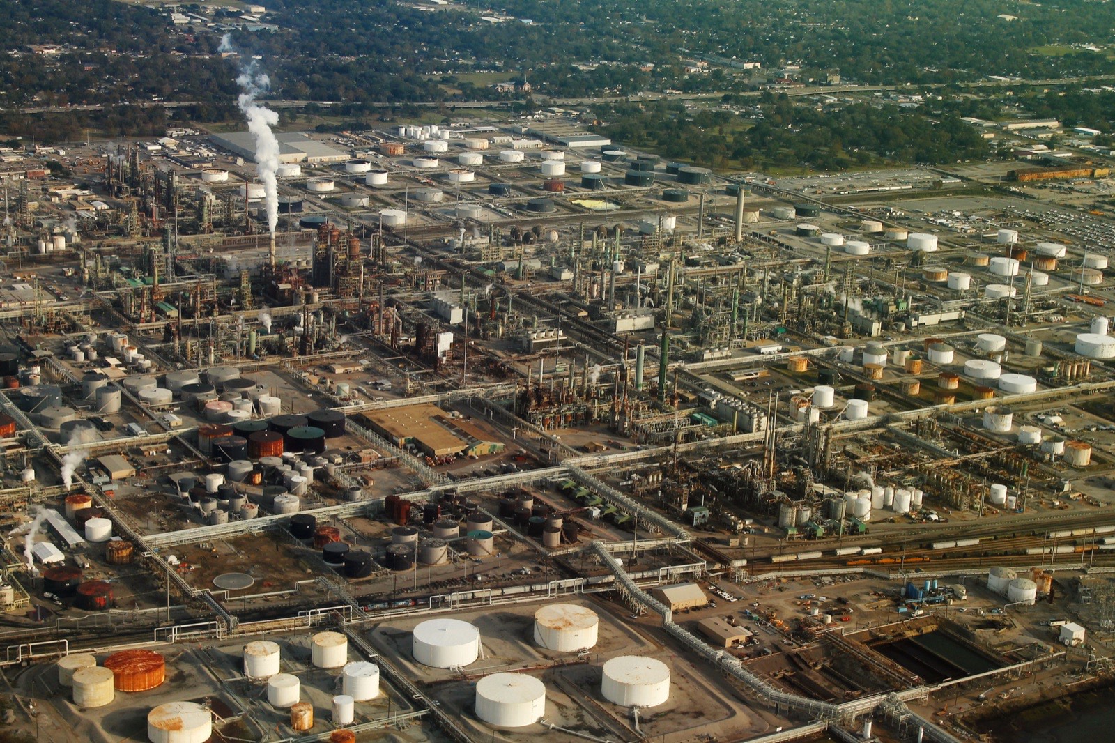 Aerial view of oil refinery